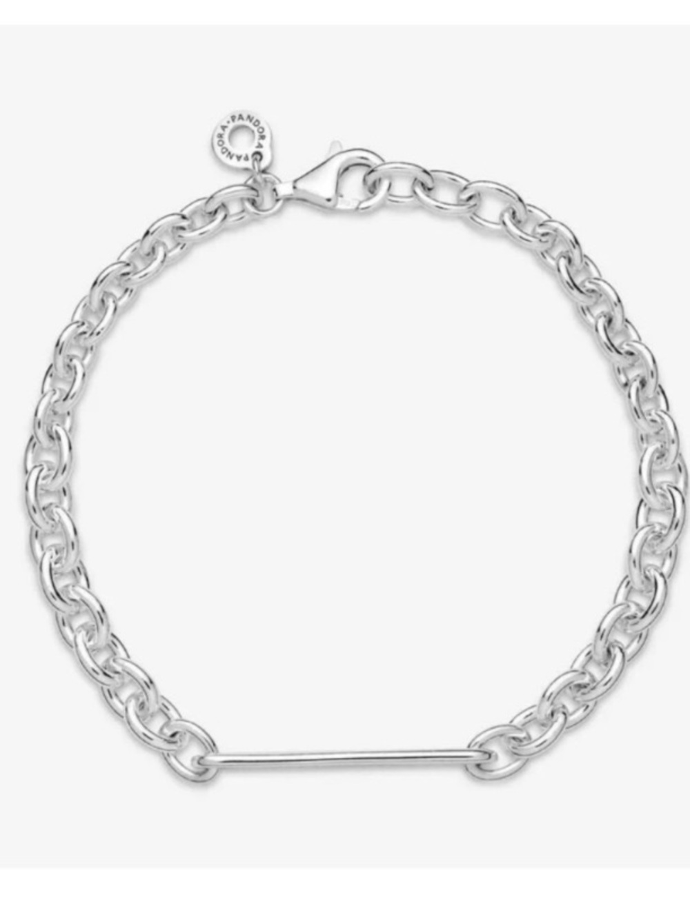 Sterling silver .925 Pandora engravable bar link bracelet - Picture 3 of 8